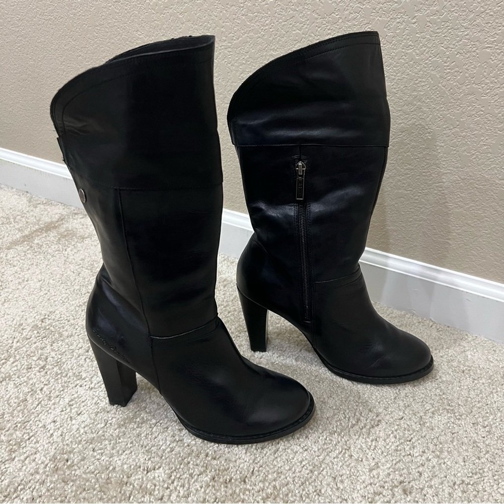 Harley Davidson Arleth Black Leather Biker Boots Wm Size 7.5 D84449 3” Heel,